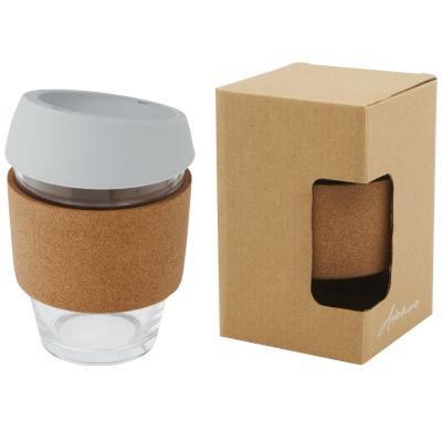 Image of Lidan 360 ml borosilicate glass tumbler with cork grip and silicone lid