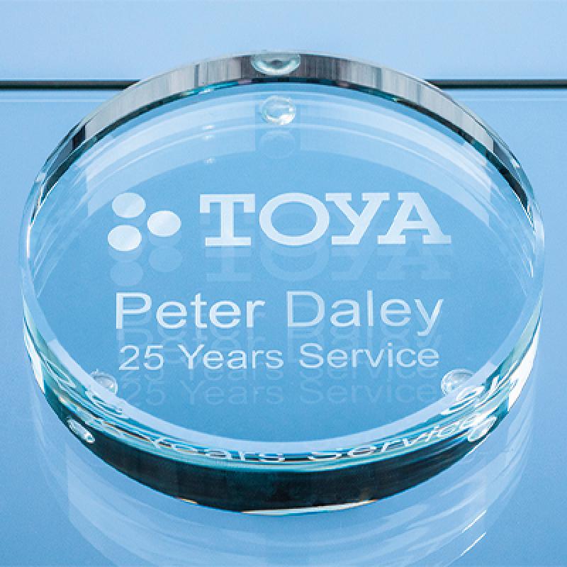 Image of 9cm x 18mm Clear Glass Round Paperweight